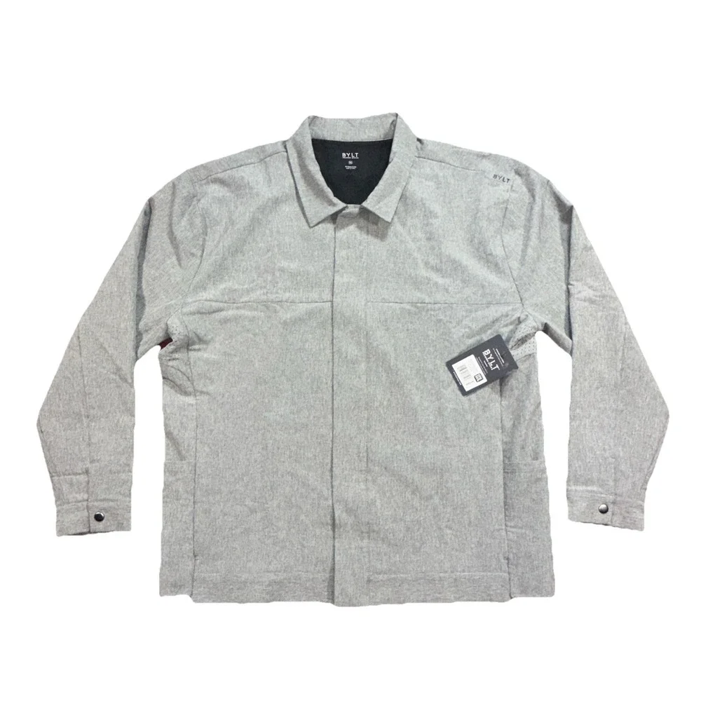 BYLT District Jacket Men's 3XL Heather Grey Snap Button Stretch